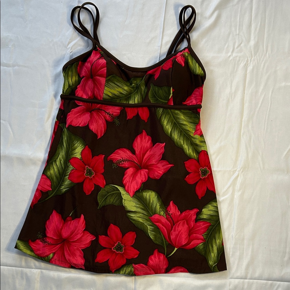 Mainstream Floral Print Women's ONE PIECE Bathing Suit with Attached Skirt